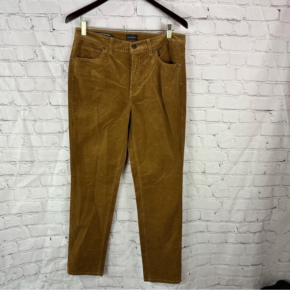 talbots corduroy straight leg pant womens 8 fall winter business casual neutral